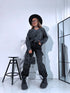 Knitted sweater "GLITTER BOW MO-4006" - DARK GRAY